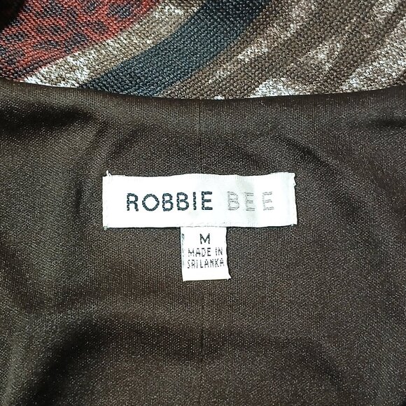 ROBBIE BEE Cowl Neck A-Line Multicolor Lined 3/4 Sleeve Stretch Midi Dress Sz L - Picture 8 of 12